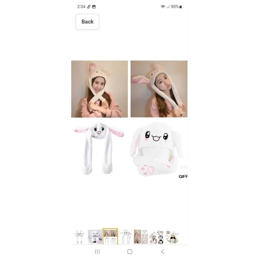 New Girls Easter Bunny Rabbit Hat Ears Move Pink White CUTE NWT
